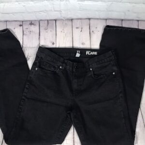 Ny&C Low-rise flare Black denim with rhinestones on the back pockets Stretcy EUC